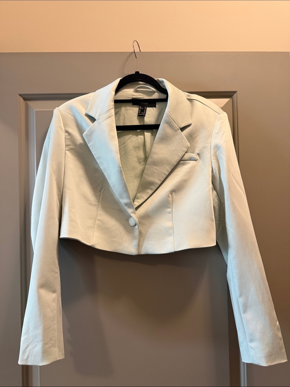 Forever 21 Cropped Blazer Jacket in Light Mint Green/Light Blue - Never Worn